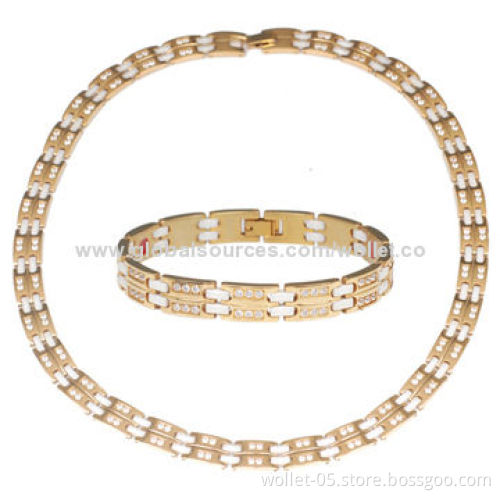 Fashion 316L Stainless Steel Therapy Jewelry Set, Female Designs with CZ Stones